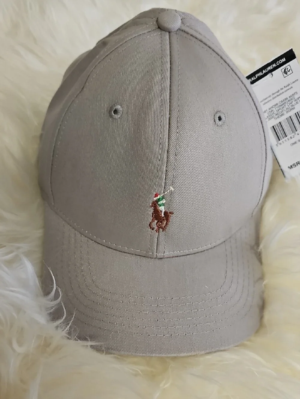 Polo by Ralph Lauren Light Gray Baseball Cap with Embroidered Pony